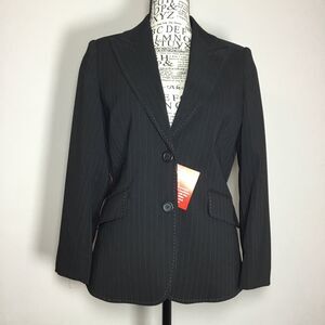 NWT vintage black with pink pinstripe blazer satin liner business casual sz S